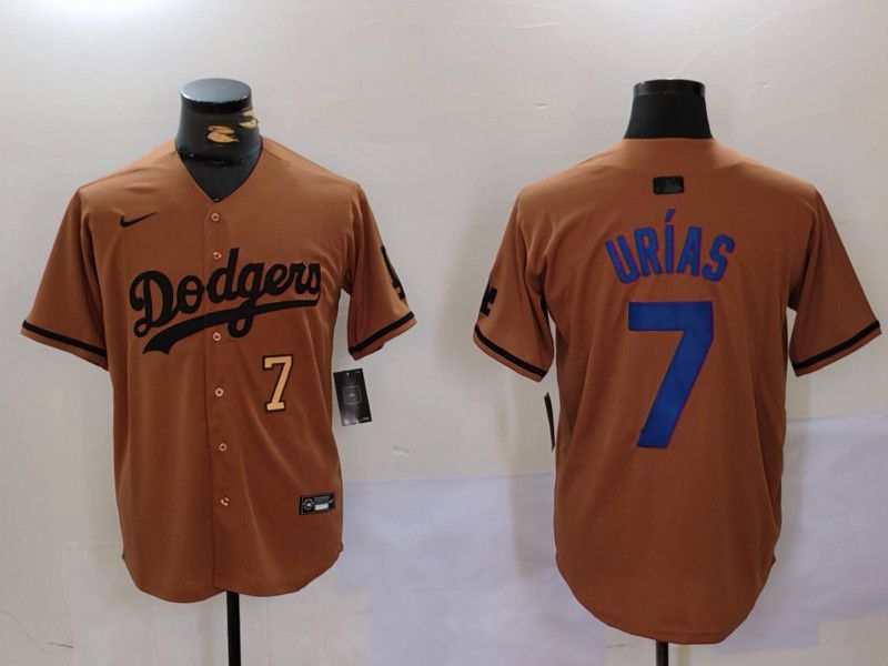 Men Los Angeles Dodgers #7 Urias army green joint name 2024 Nike MLB Jersey style 6